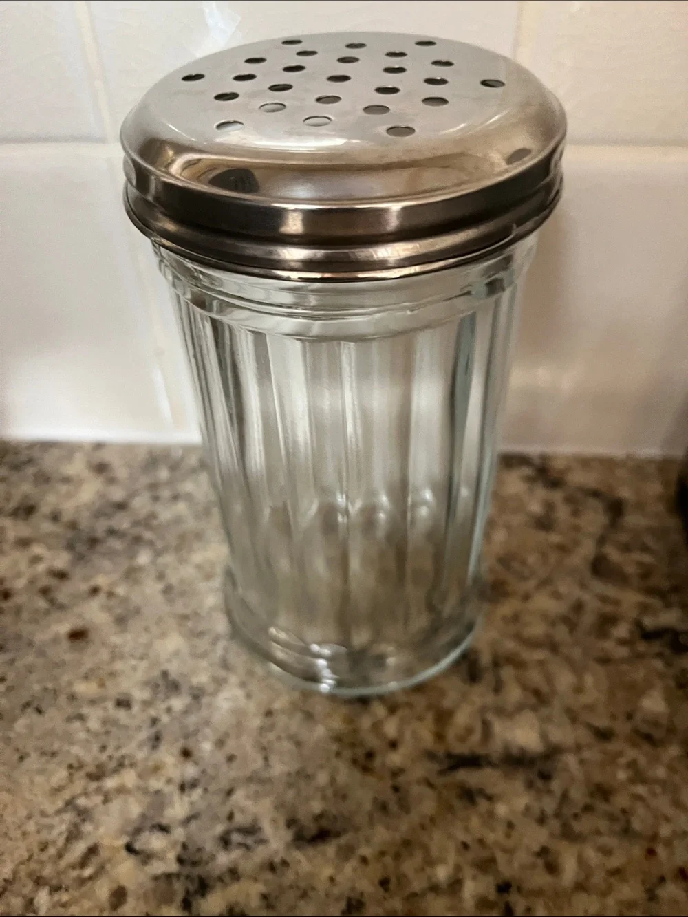 Glass fluted Kitchen Shaker with Stainless Steel Perforated Lid